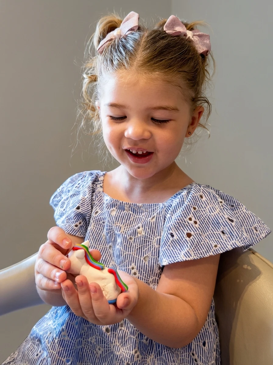 Criança hidratando argila pra brincar de novo